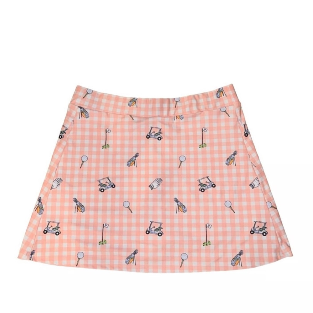 Pink Gingham Golf Print Skort
